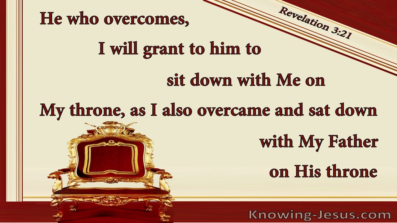 Revelation 3:21 He Who Overcome Sits On My Throne (beige)
